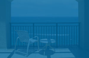 Ocean view from balcony of vacation rental.