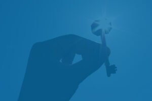 Hand holding key, crypto custody and security concept