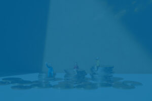 PTE tax election concept. People sitting on stacks of coins