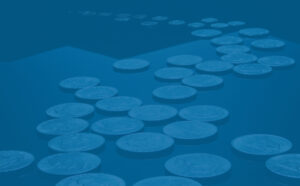 Trail of coins, concept representing charitable remainder trust (CRT).